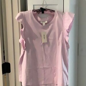 Pink Ruffle Sleeve Tee